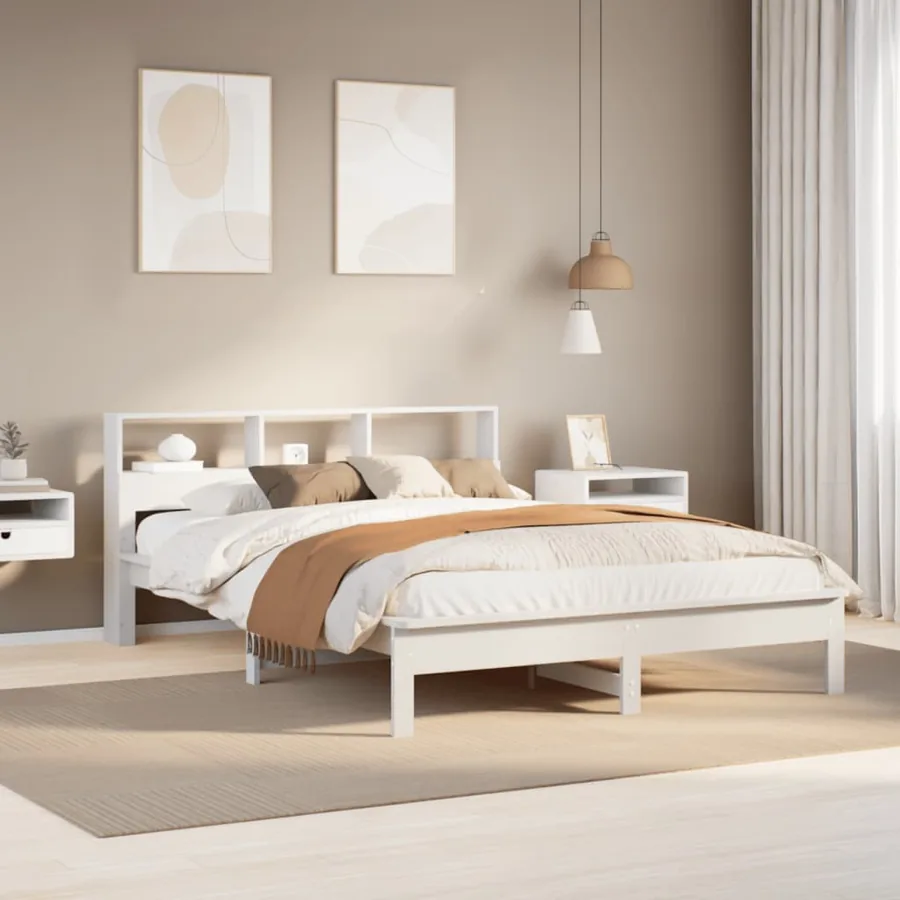 Cadre de lit sans matelas blanc 140x190 cm bois de pin massif