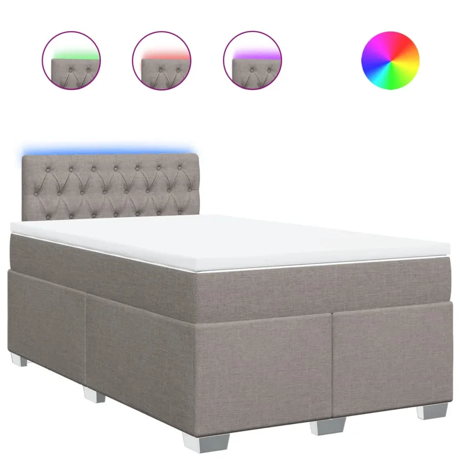 Sommier à lattes de lit avec matelas taupe 120x190 cm tissu - 2
