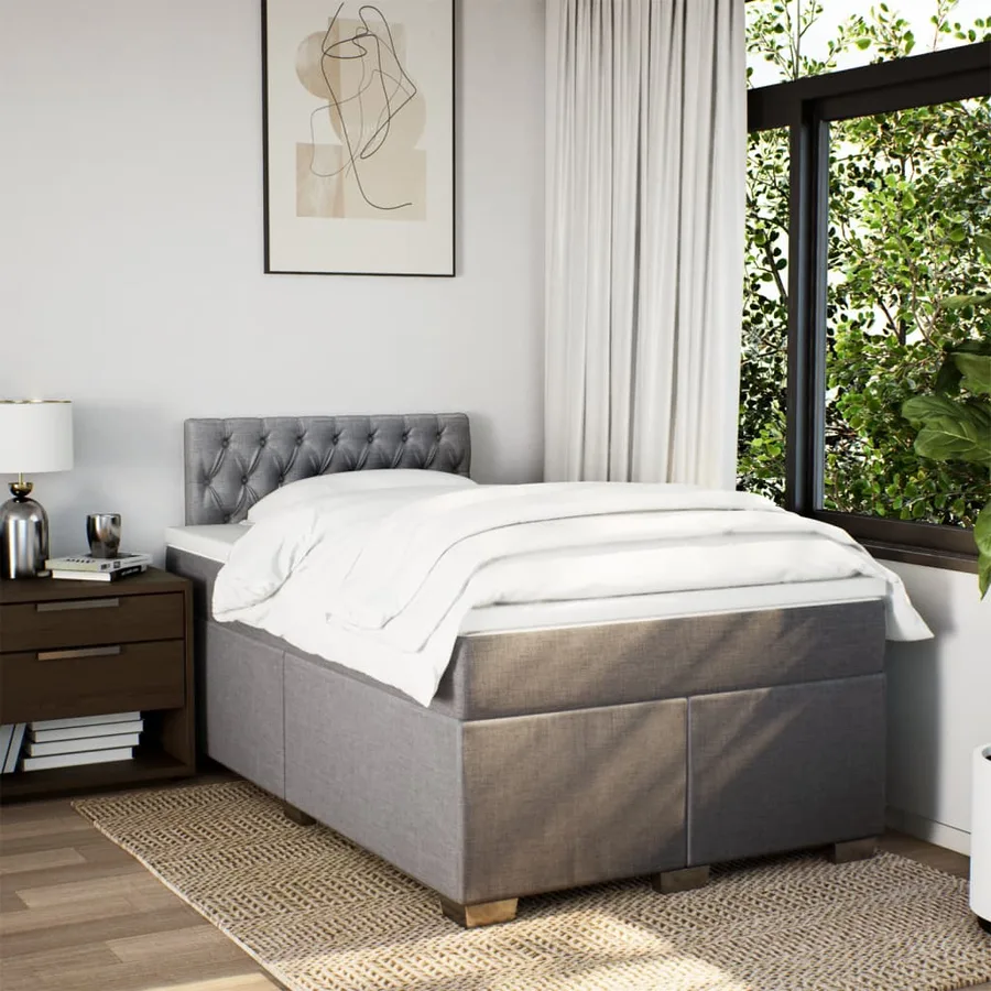 Sommier à lattes de lit avec matelas taupe 120x190 cm tissu - 4