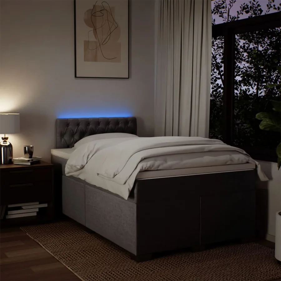 Sommier à lattes de lit avec matelas taupe 120x190 cm tissu - 5