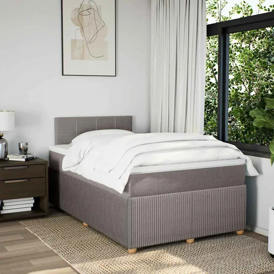 Sommier à lattes de lit avec matelas taupe 120x190 cm tissu - 3