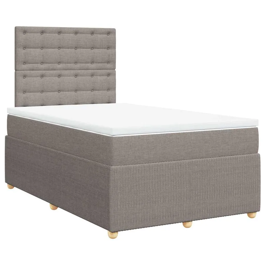 Sommier à lattes de lit avec matelas taupe 120x190 cm tissu - 3