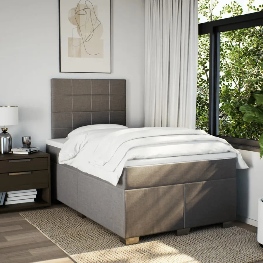 Sommier à lattes de lit avec matelas taupe 120x190 cm tissu - 3