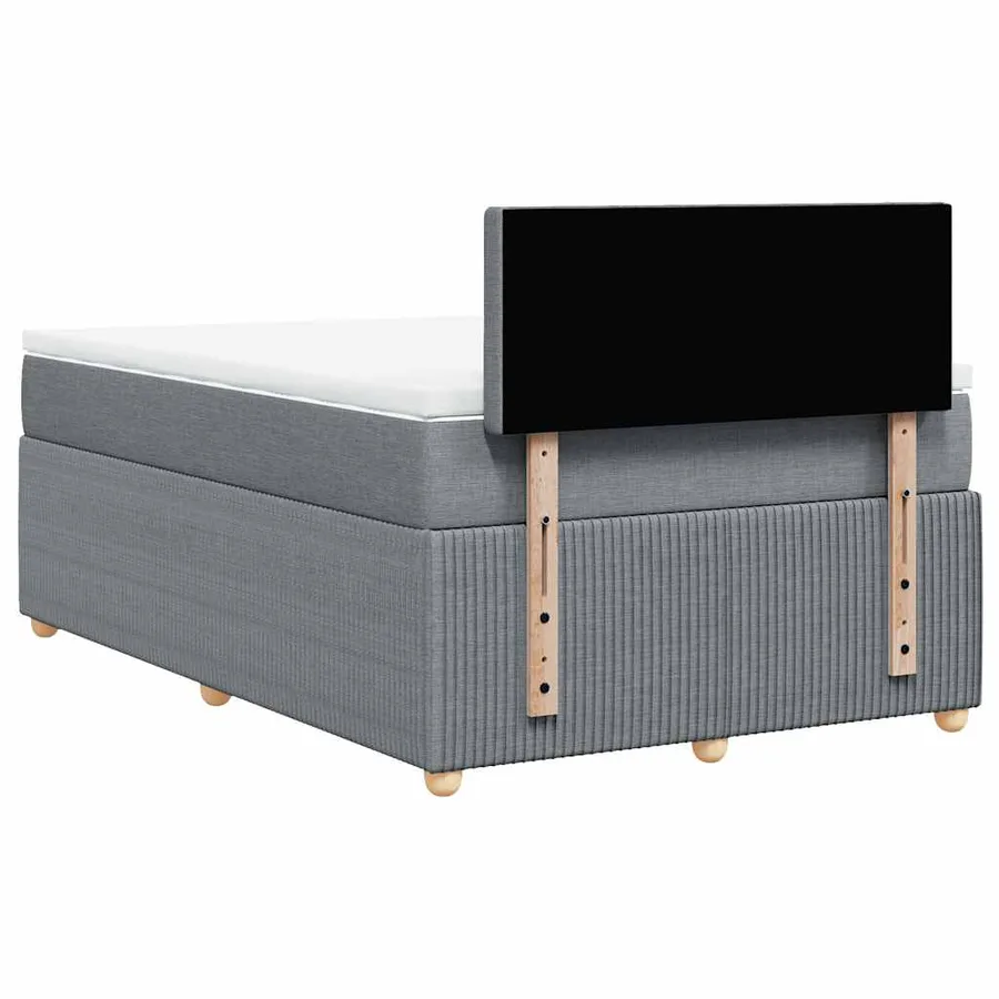 Sommier à lattes de lit et matelas gris clair 120x190 cm tissu - 6