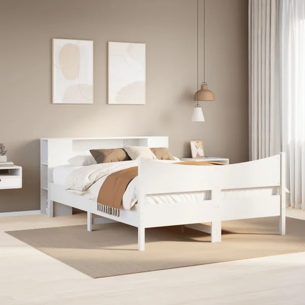 Cadre de lit sans matelas blanc 120x200 cm bois de pin massif