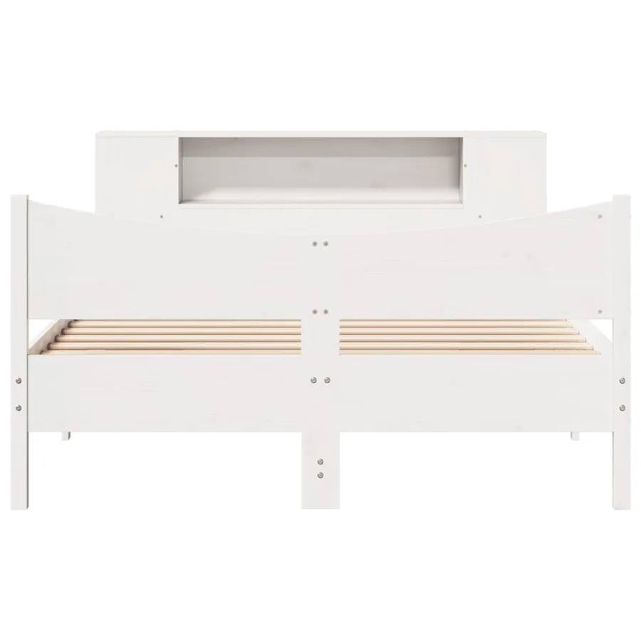 Cadre de lit sans matelas blanc 120x200 cm bois de pin massif - 4