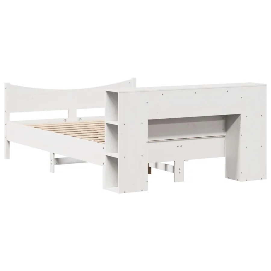 Cadre de lit sans matelas blanc 120x200 cm bois de pin massif - 8