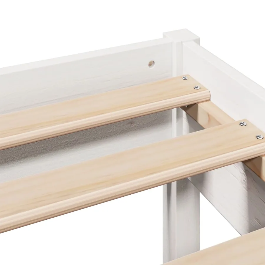 Cadre de lit sans matelas blanc 120x200 cm bois de pin massif - 9