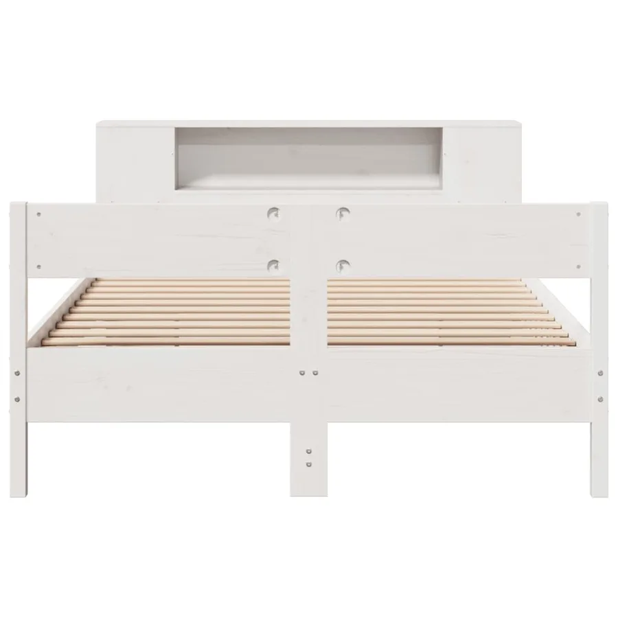 Lit bibliothèque sans matelas blanc 120x200 cm bois pin massif - 4