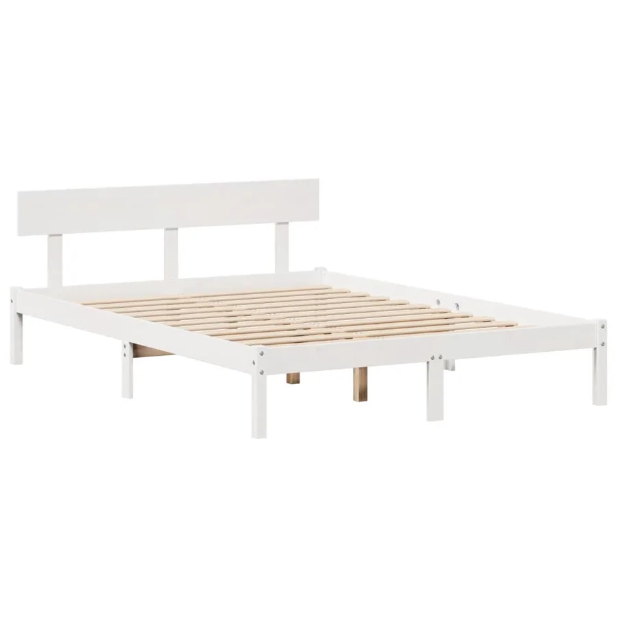 Lit bibliothèque sans matelas blanc 120x200 cm bois pin massif - 5