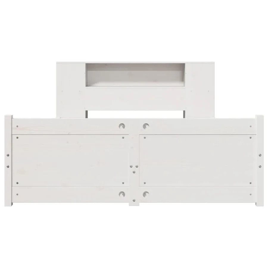 Lit bibliothèque sans matelas blanc 120x200 cm bois pin massif - 4