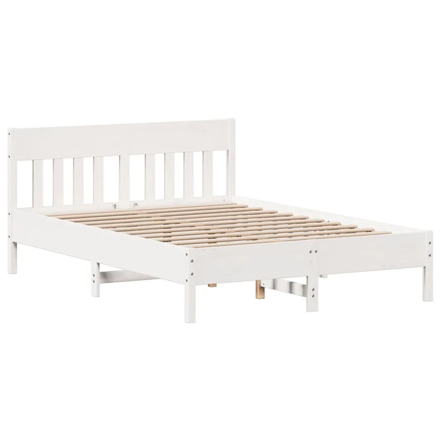 Lit bibliothèque sans matelas blanc 150x200 cm bois pin massif - 8