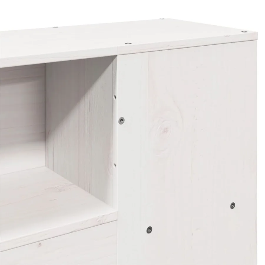 Lit bibliothèque sans matelas blanc 150x200 cm bois pin massif - 9