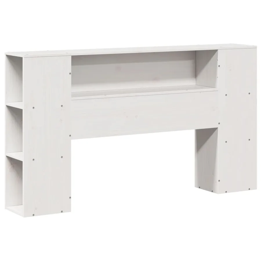 Lit bibliothèque sans matelas blanc 140x190 cm bois pin massif - 6
