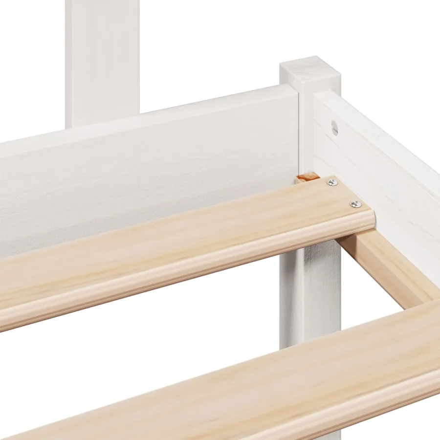 Lit bibliothèque sans matelas blanc 140x190 cm bois pin massif - 9