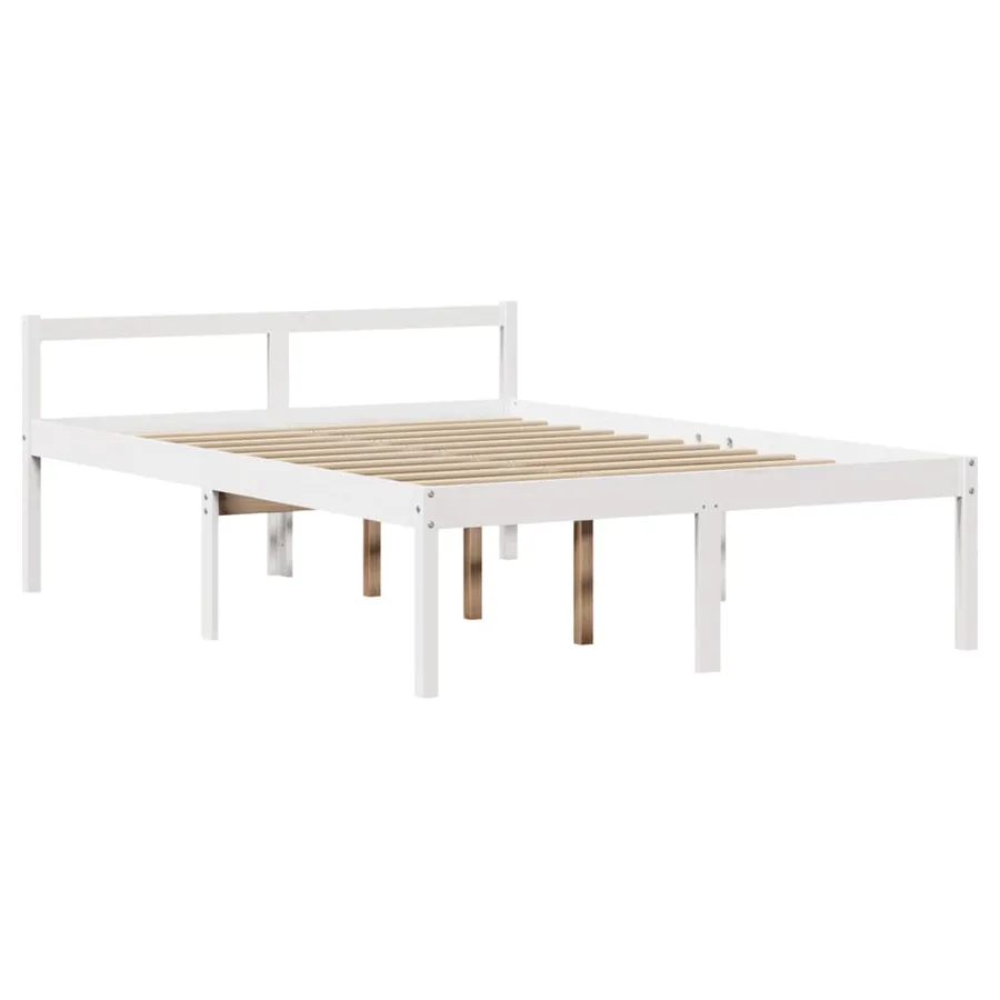 Lit bibliothèque sans matelas blanc 140x200 cm bois pin massif - 8