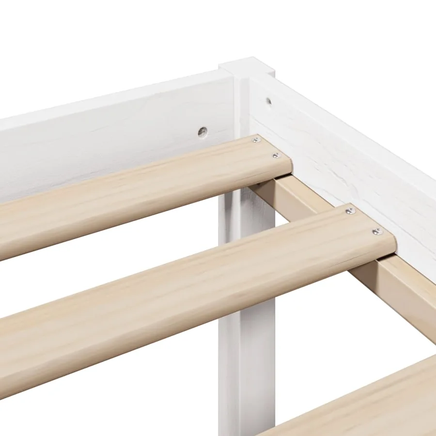 Lit bibliothèque sans matelas blanc 140x200 cm bois pin massif - 9