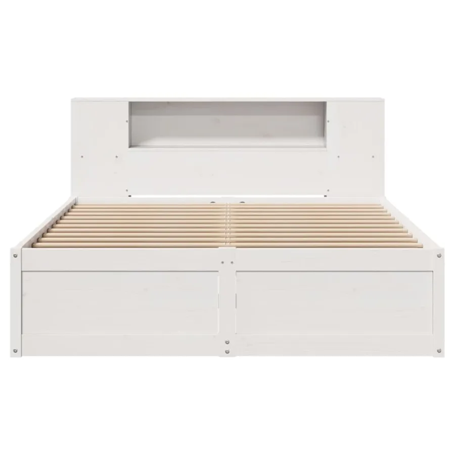 Cadre de lit sans matelas blanc 135x190 cm bois de pin massif - 4