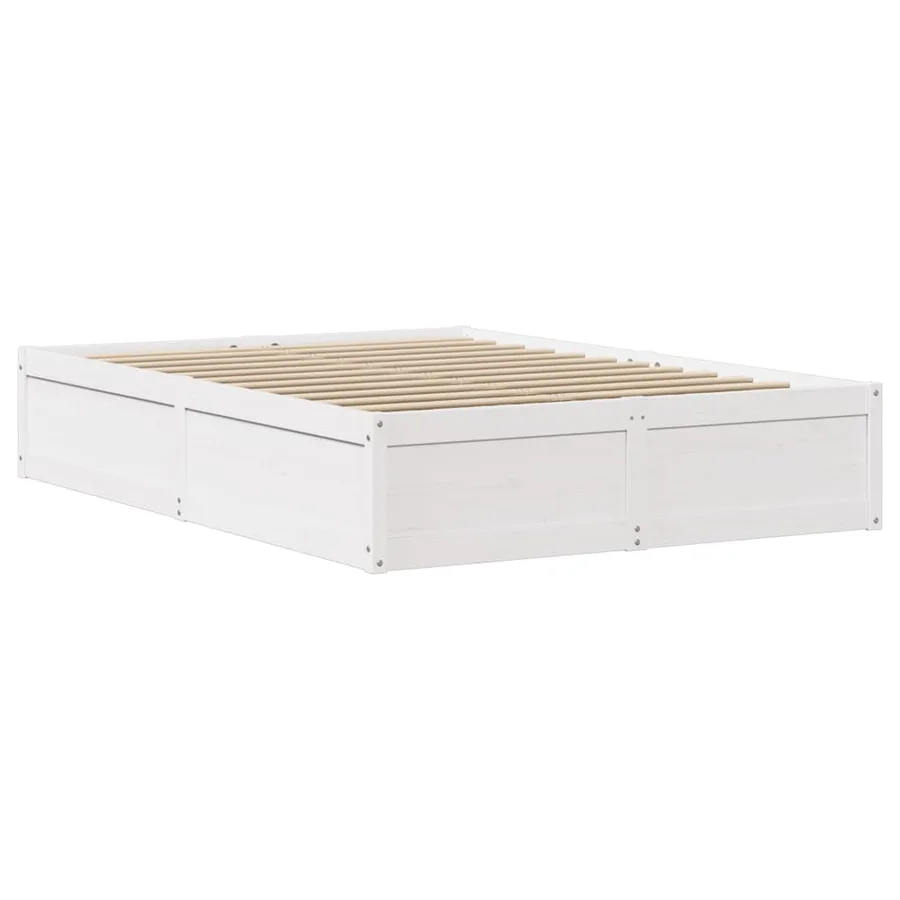 Cadre de lit sans matelas blanc 135x190 cm bois de pin massif - 5