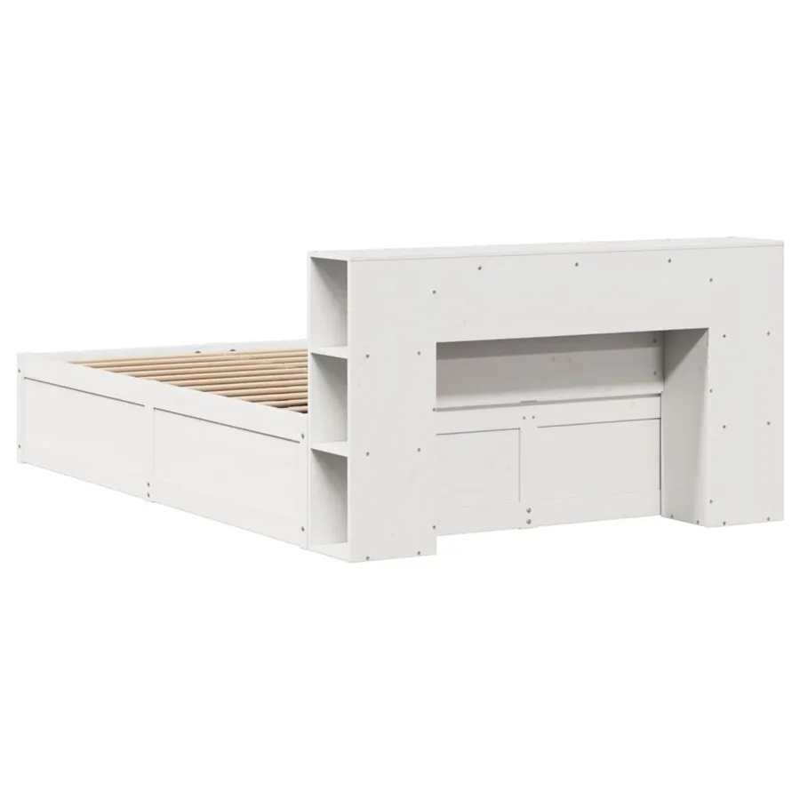 Cadre de lit sans matelas blanc 135x190 cm bois de pin massif - 7