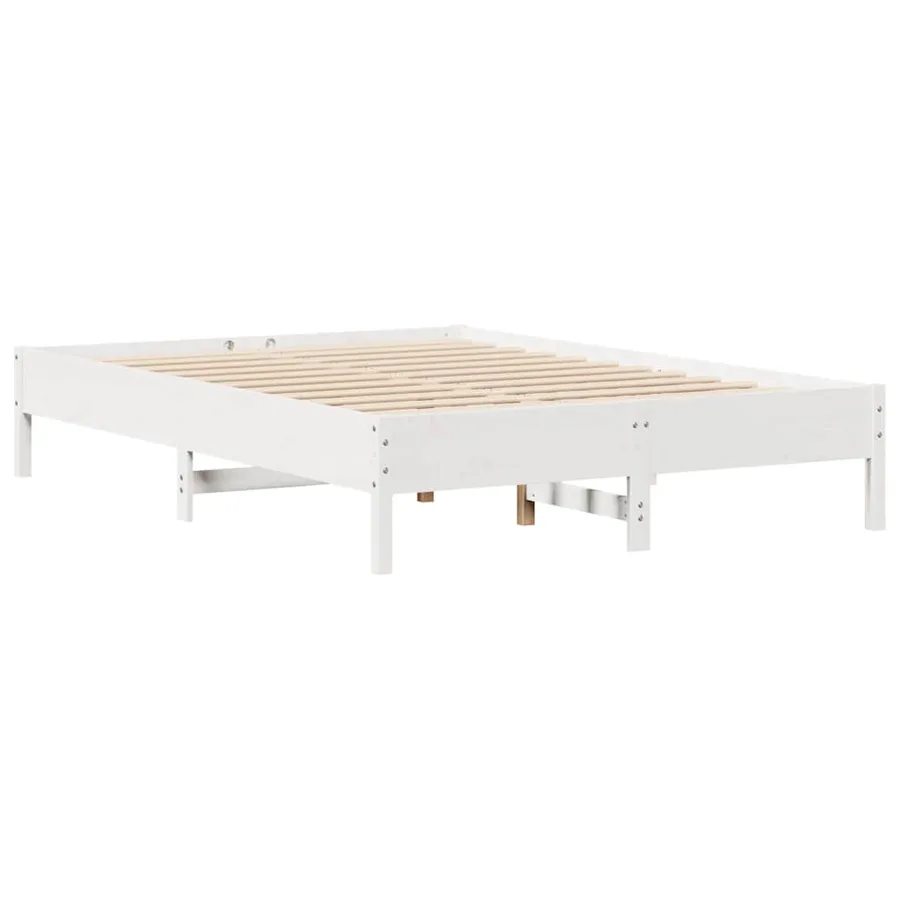 Lit bibliothèque sans matelas blanc 135x190 cm bois pin massif - 8