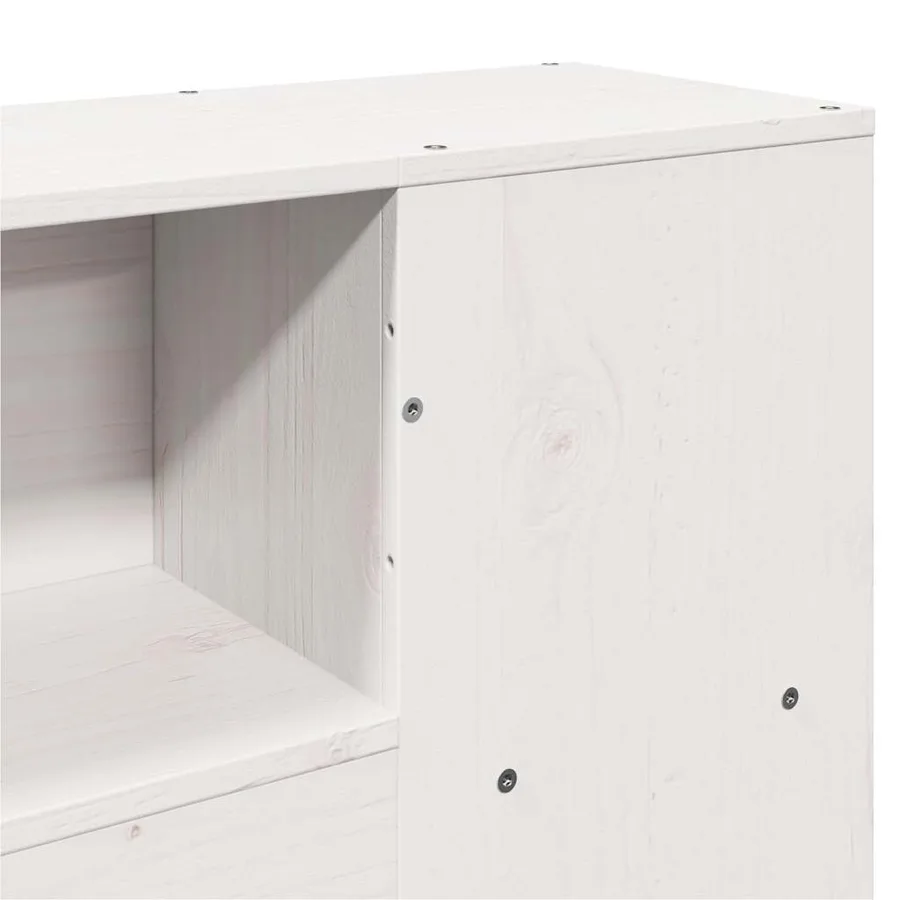Lit bibliothèque sans matelas blanc 135x190 cm bois pin massif - 9