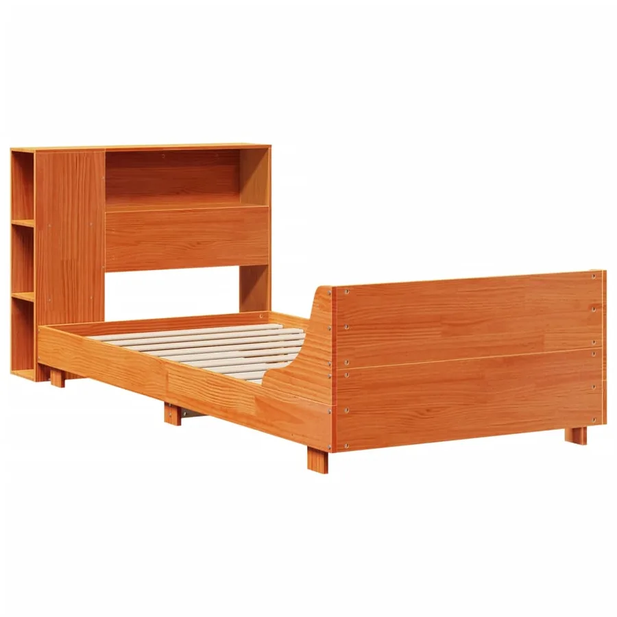 Cadre de lit sans matelas cire marron 100x200cm bois pin massif - 3