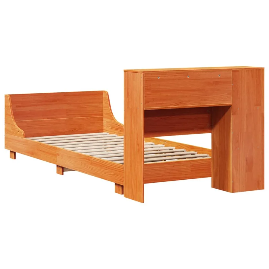 Cadre de lit sans matelas cire marron 100x200cm bois pin massif - 8