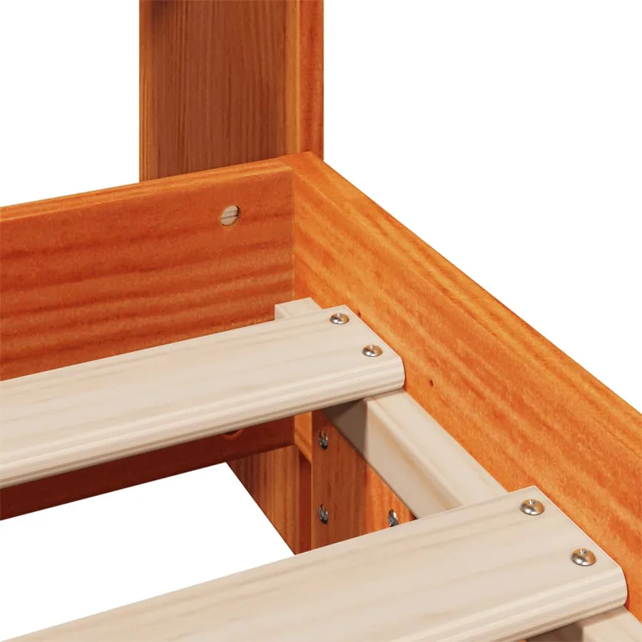 Cadre de lit sans matelas cire marron 100x200cm bois pin massif - 9