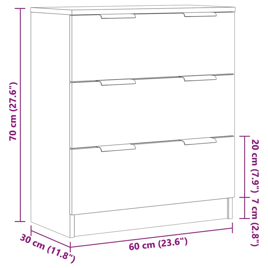 Buffet chêne artisanal 60x30x70 cm bois d'ingénierie - 10