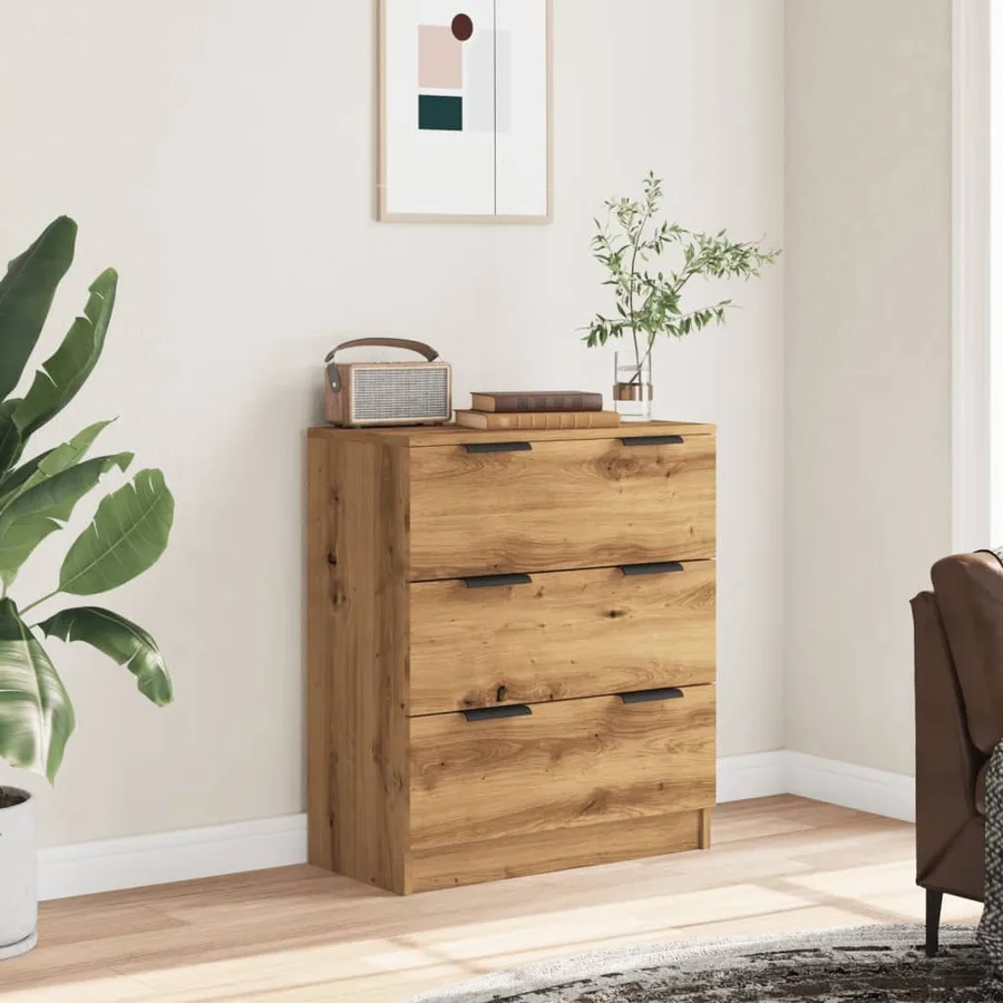 Buffet chêne artisanal 60x30x70 cm bois d'ingénierie - 3