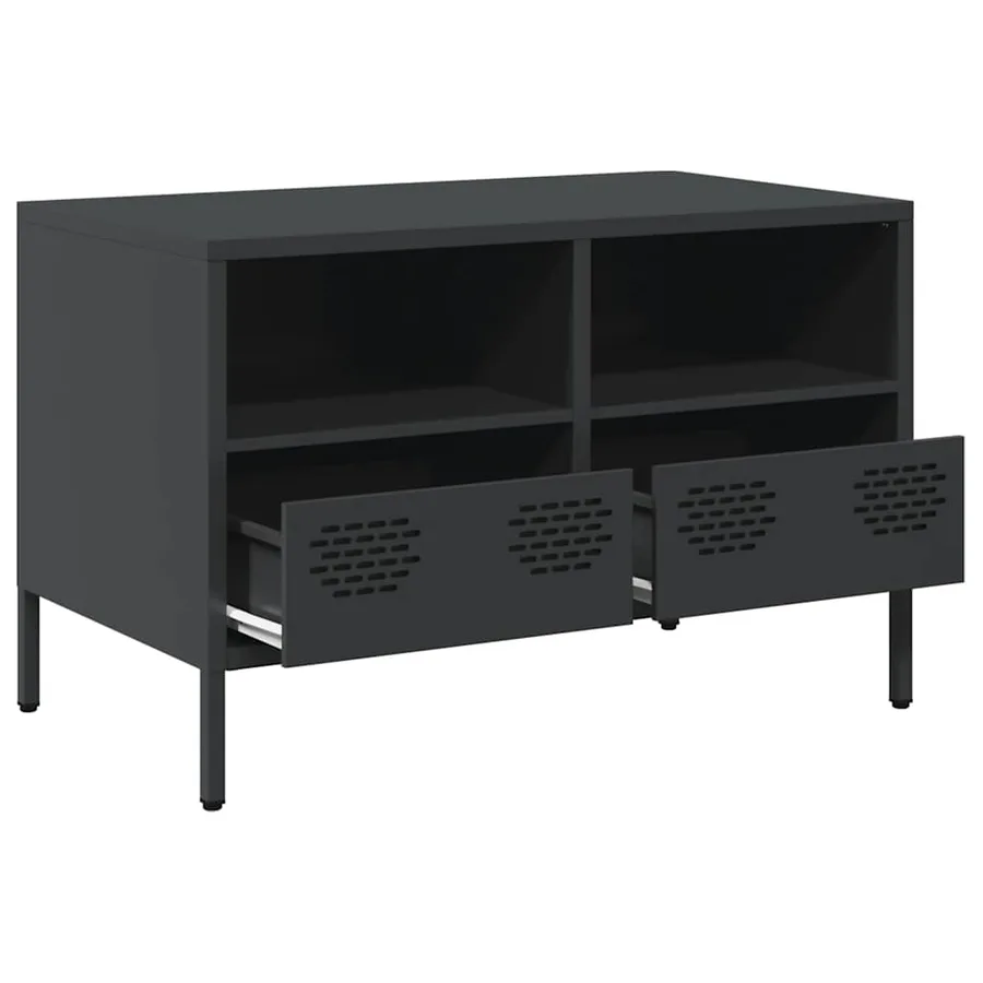 Meuble TV noir 68x39x43,5 cm acier laminé à froid - 4
