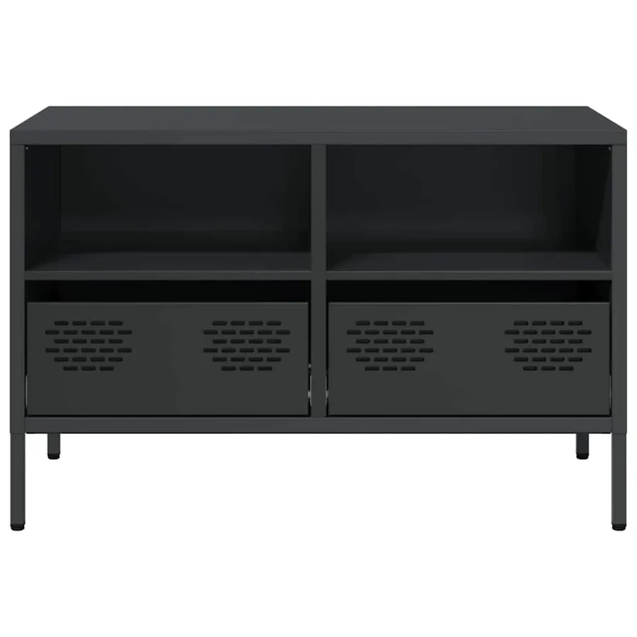Meuble TV noir 68x39x43,5 cm acier laminé à froid - 5