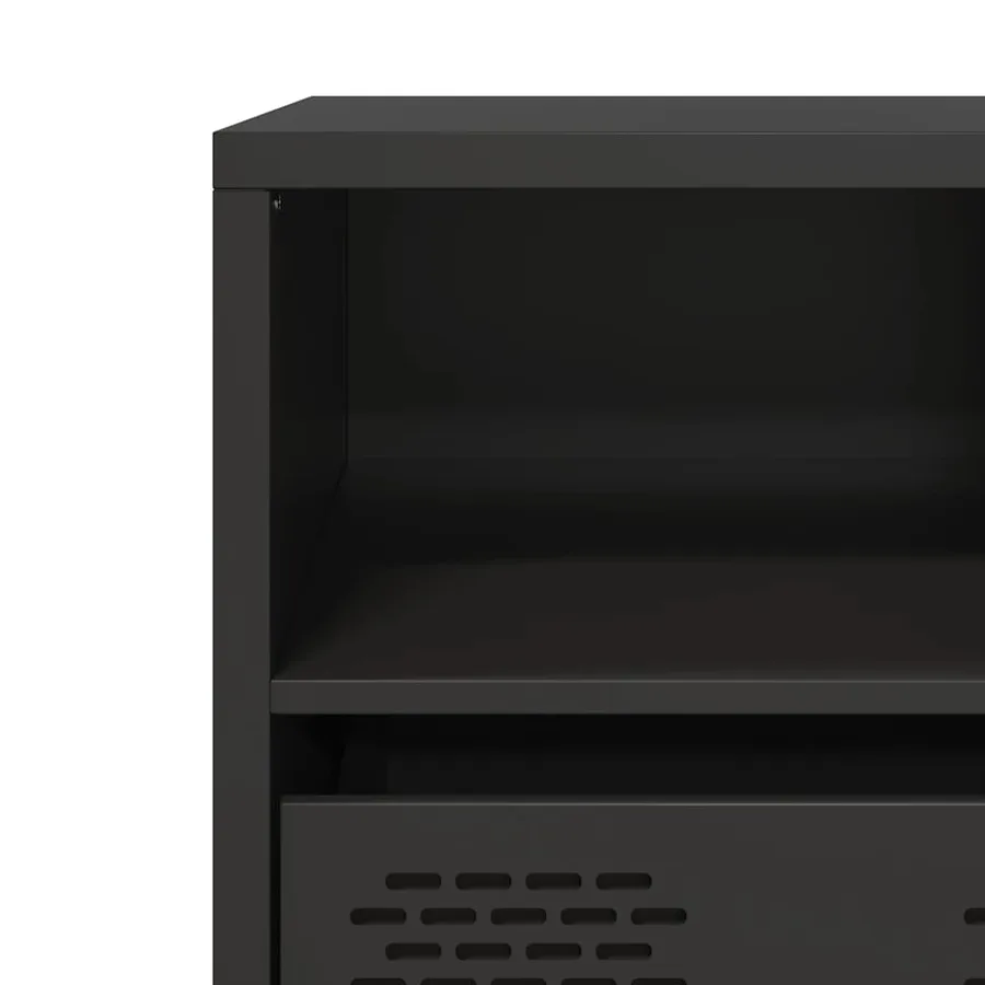 Meuble TV noir 68x39x43,5 cm acier laminé à froid - 9