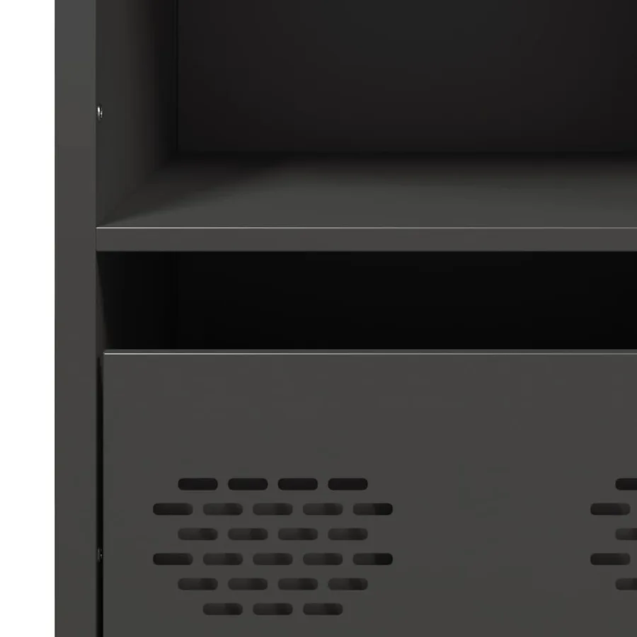 Buffet haut noir 68x39x103,5 cm acier - 10
