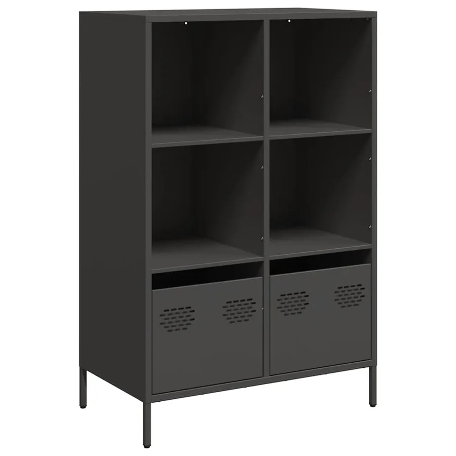 Buffet haut noir 68x39x103,5 cm acier - 2