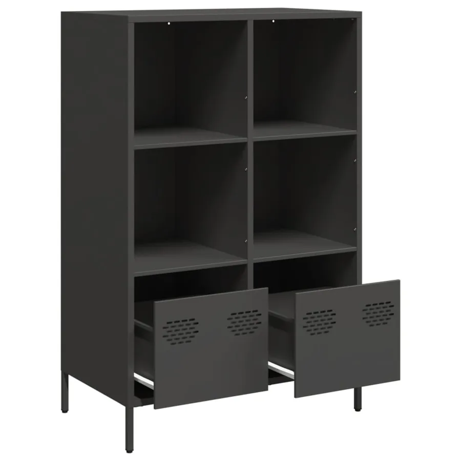 Buffet haut noir 68x39x103,5 cm acier - 4