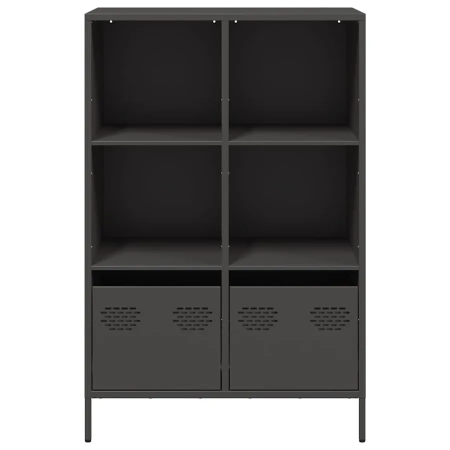 Buffet haut noir 68x39x103,5 cm acier - 5