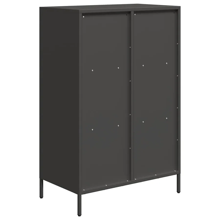 Buffet haut noir 68x39x103,5 cm acier - 7