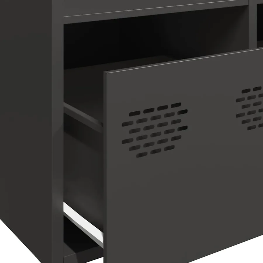 Buffet haut noir 68x39x103,5 cm acier - 9