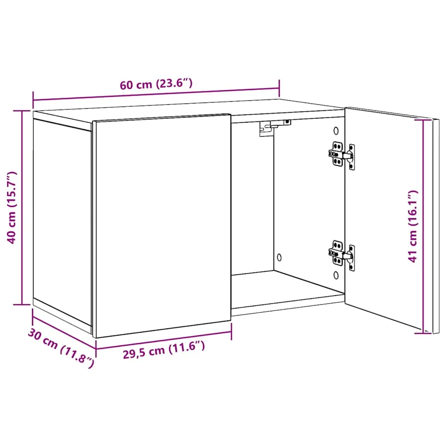 Meuble TV mural chêne artisanal 60x30x41 cm - 12