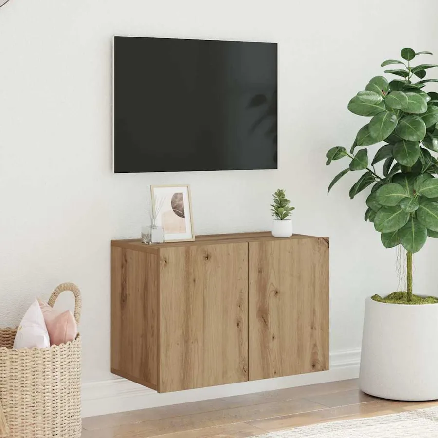 Meuble TV mural chêne artisanal 60x30x41 cm - 3
