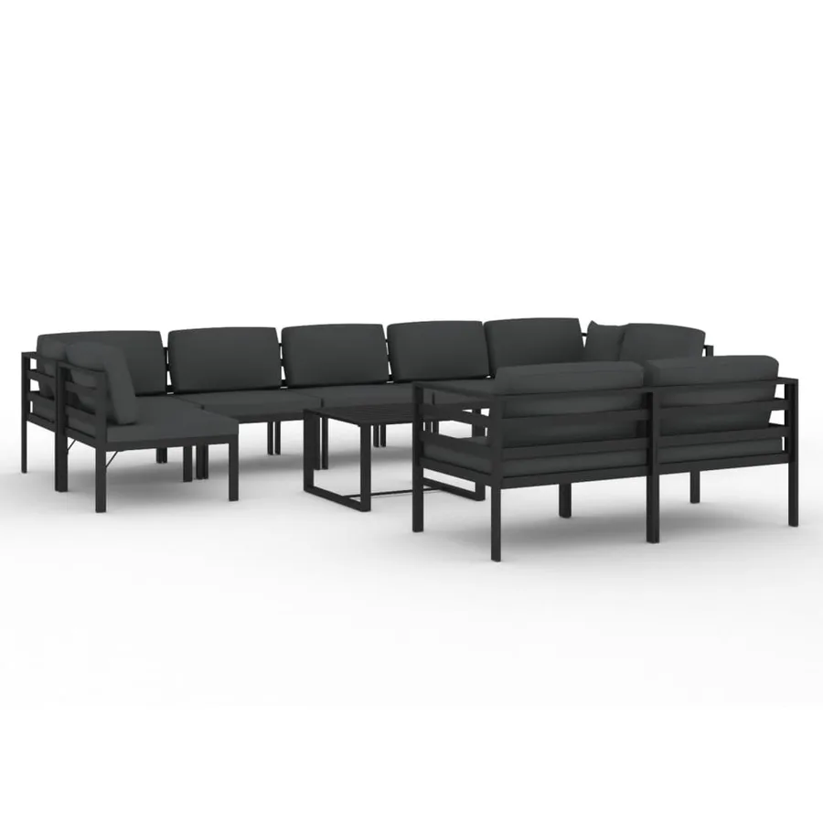 Salon de jardin 10 pcs avec coussins Aluminium Anthracite - 2