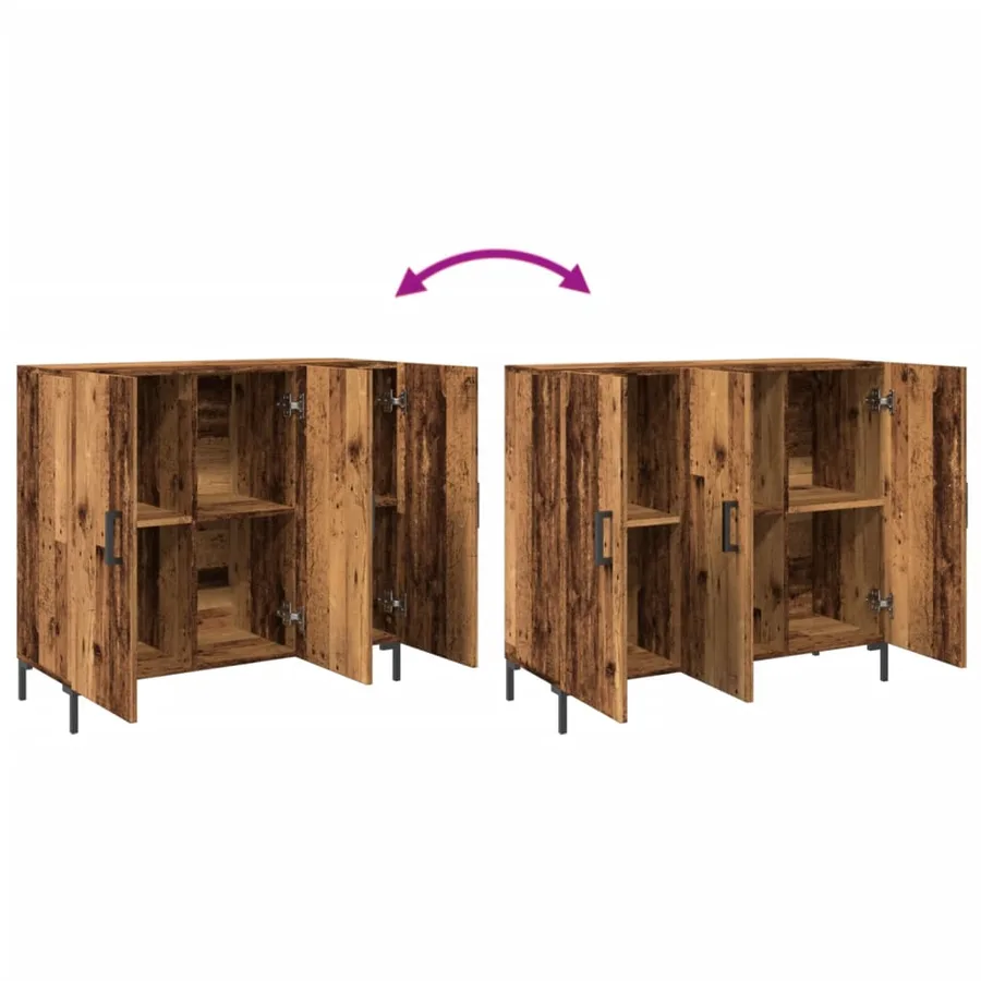 Buffet vieux bois 90x34x80 cm bois d'ingénierie - 8
