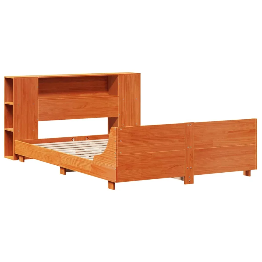 Cadre de lit sans matelas cire marron 140x200cm bois pin massif - 3