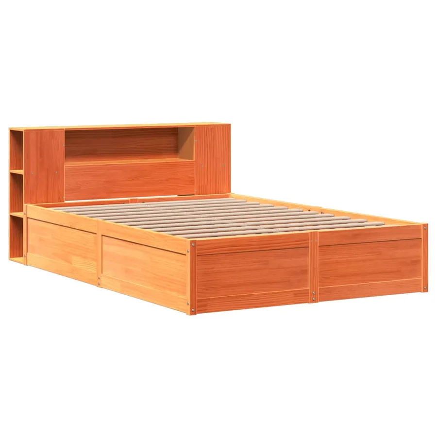Cadre de lit sans matelas cire marron 140x190cm bois pin massif - 3