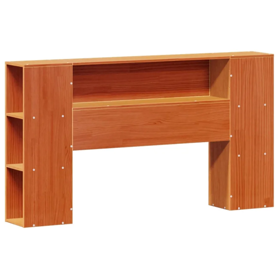 Lit bibliothèque sans matelas cire marron 140x200 cm pin massif - 7