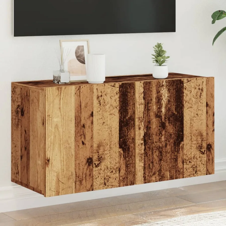 Meuble TV mural vieux bois 80x30x41 cm