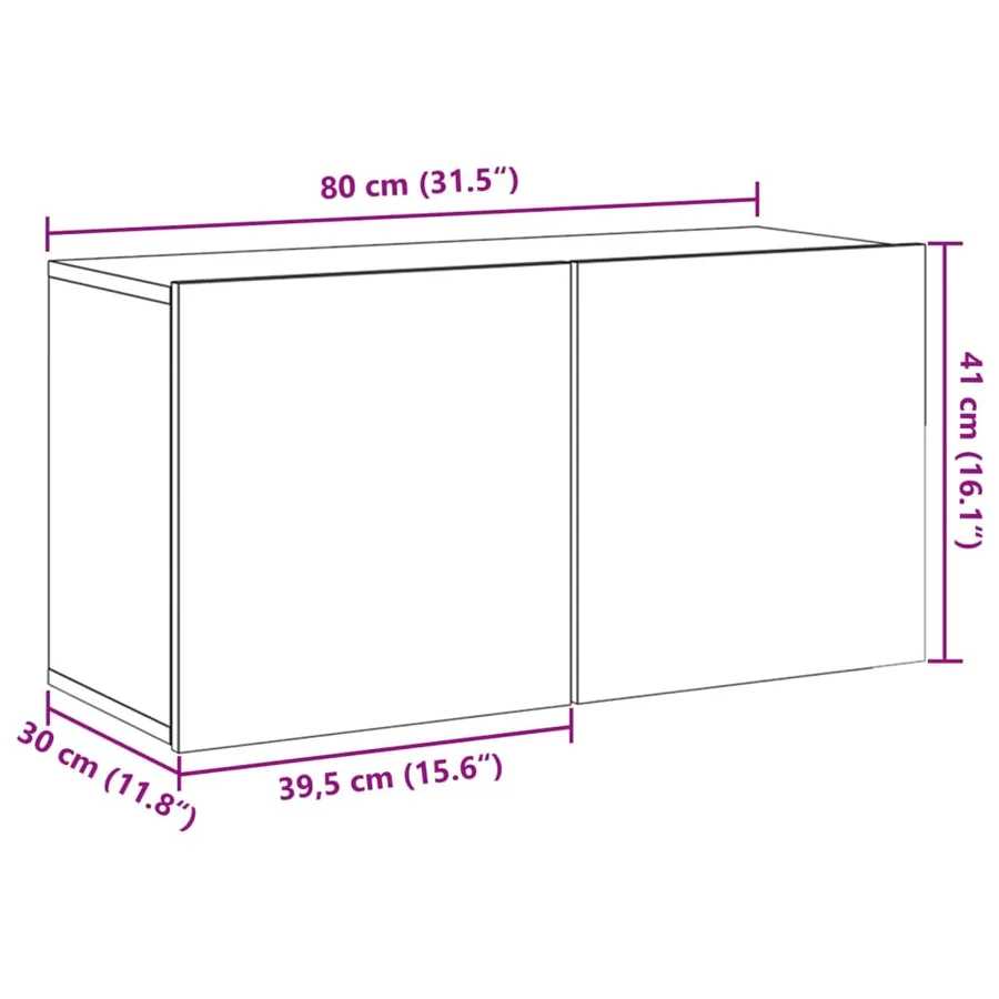 Meuble TV mural vieux bois 80x30x41 cm - 12