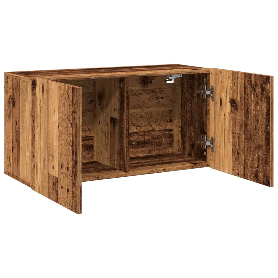 Meuble TV mural vieux bois 80x30x41 cm - 6